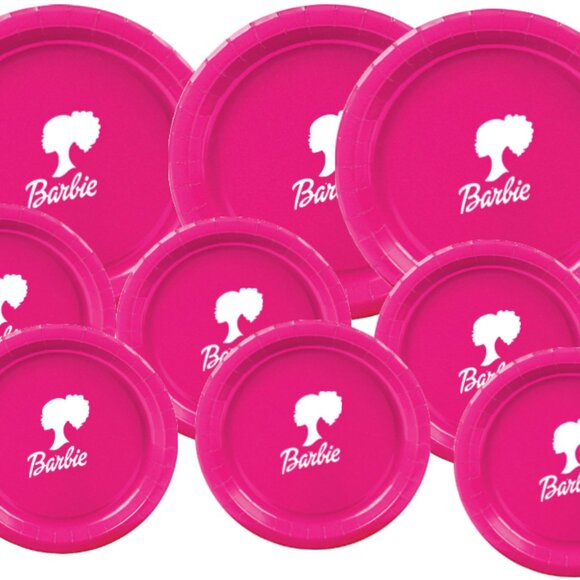 Hot Pink Doll Theme Disposable Paper Plate and Napkin Set 45 Pack Serves 15 Gues - Picture 4 of 4